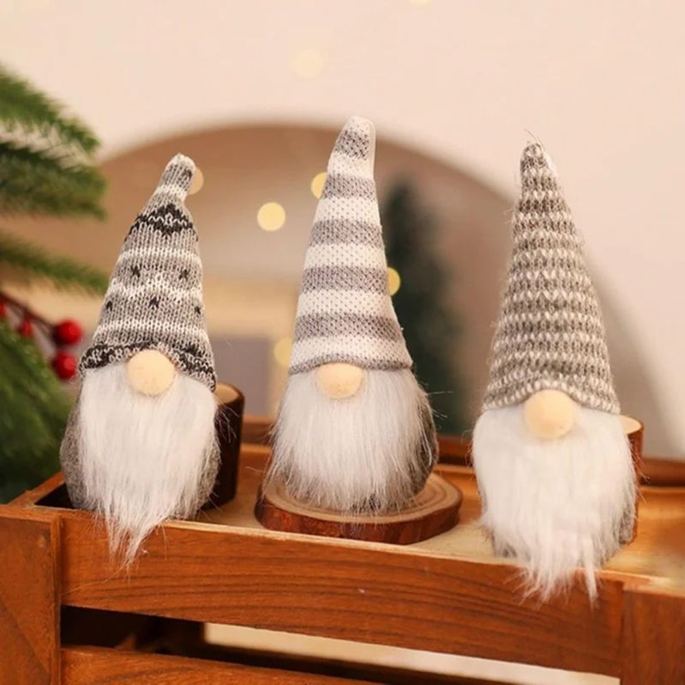 3pcs Plush Christmas Santa Elves Hanging Ornaments 3
