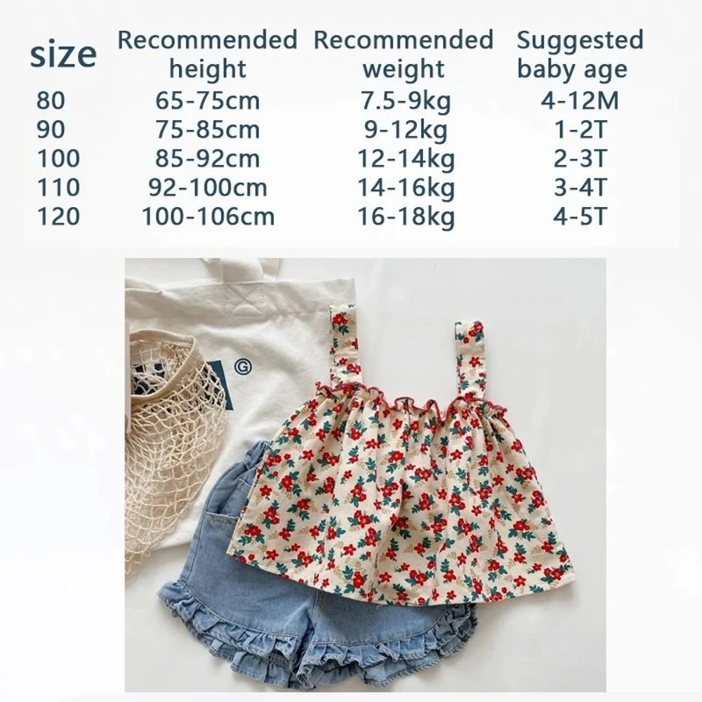 Girls Summer Casual Outfit Set With Suspender Skirt And Shorts 1