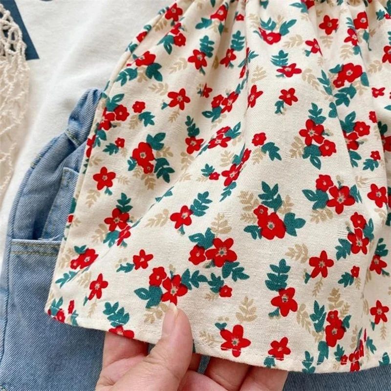 Girls Summer Casual Outfit Set With Suspender Skirt And Shorts 3