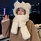Plush Fleece 3in1 Bear Ear Hooded Cap Scarf And Gloves Set 3
