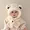 Plush Teddy Bear Winter Baby Hat With Scarf Combo 7
