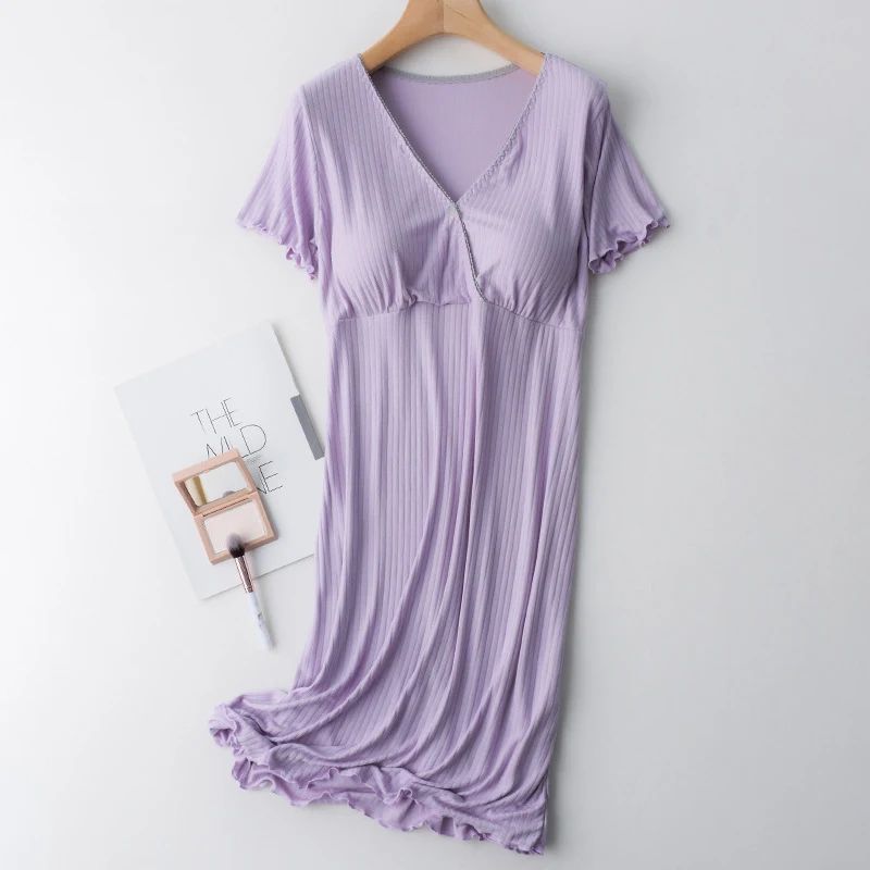 Soft Modal Maternity Nursing And Breastfeeding Nightgown 7