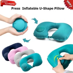 inflatable u-shaped travel neck pillow portable comfort cushion