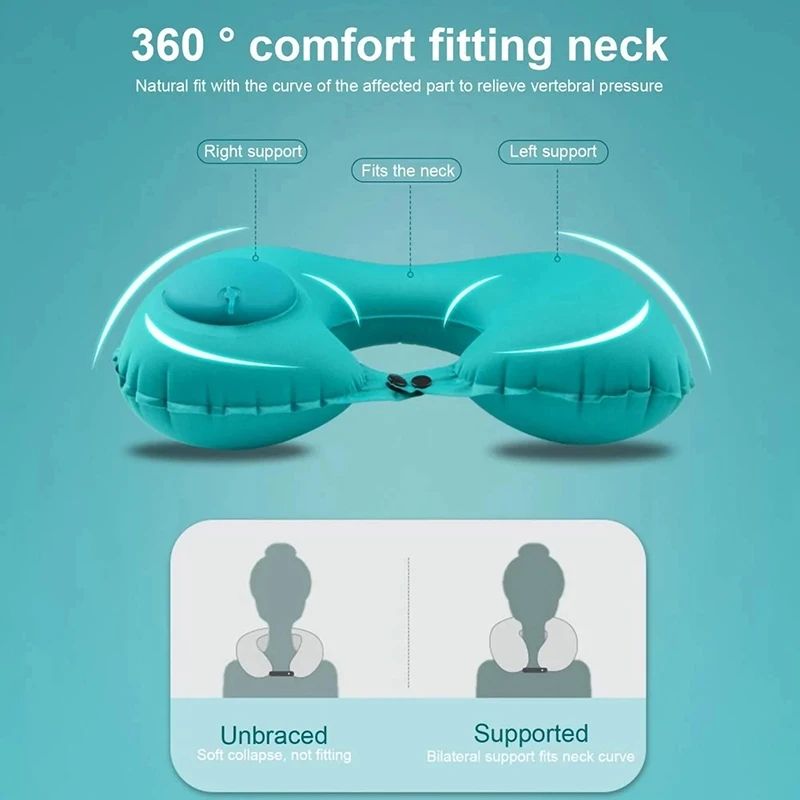 Inflatable UShaped Travel Neck Pillow Portable Comfort Cushion 5