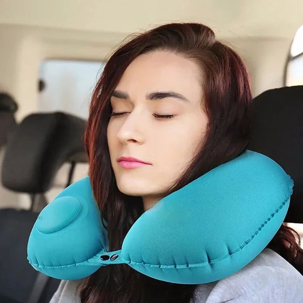 Inflatable UShaped Travel Neck Pillow Portable Comfort Cushion 9