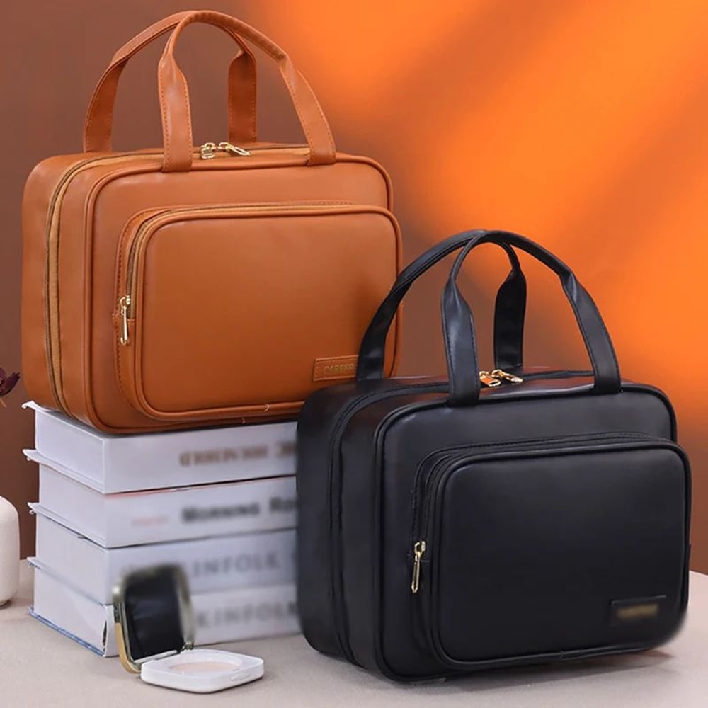 Portable PU Leather Hanging Cosmetic Bag For Women 5