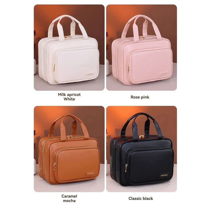 Portable PU Leather Hanging Cosmetic Bag For Women 6