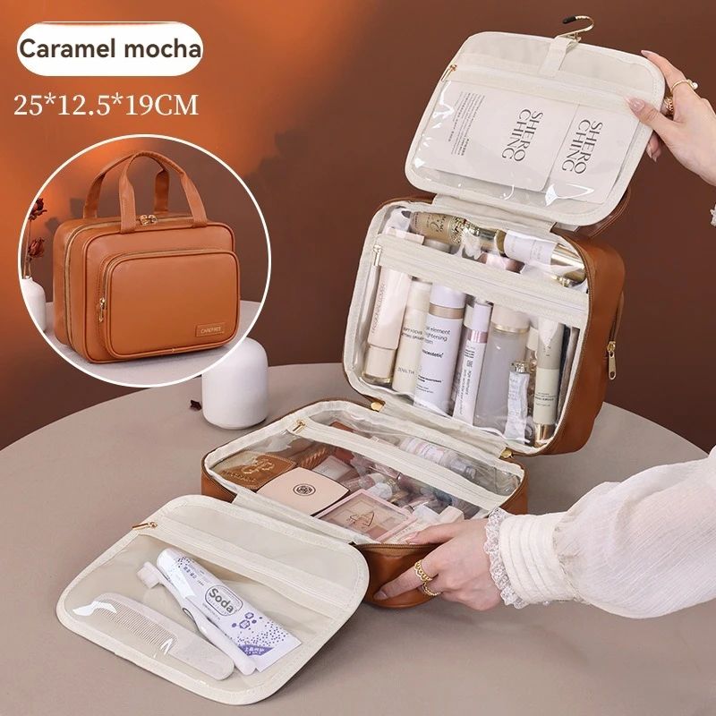 Portable PU Leather Hanging Cosmetic Bag For Women 7