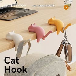 cute cat-shaped desktop hooks key and bag holder