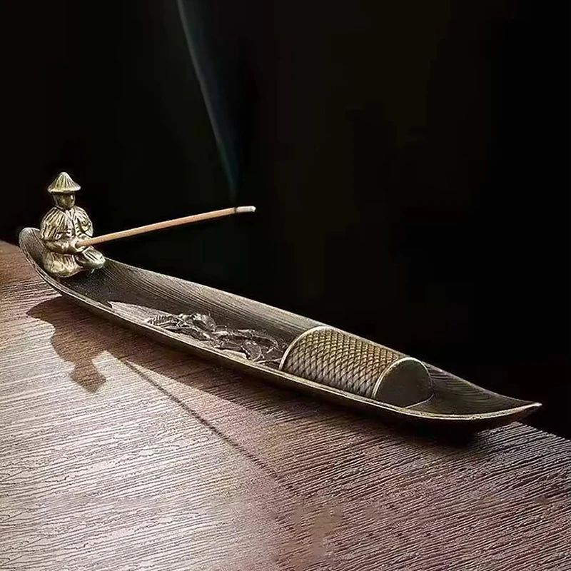 BoatShaped Creative Incense Burner With Fishing Old Man Design 5