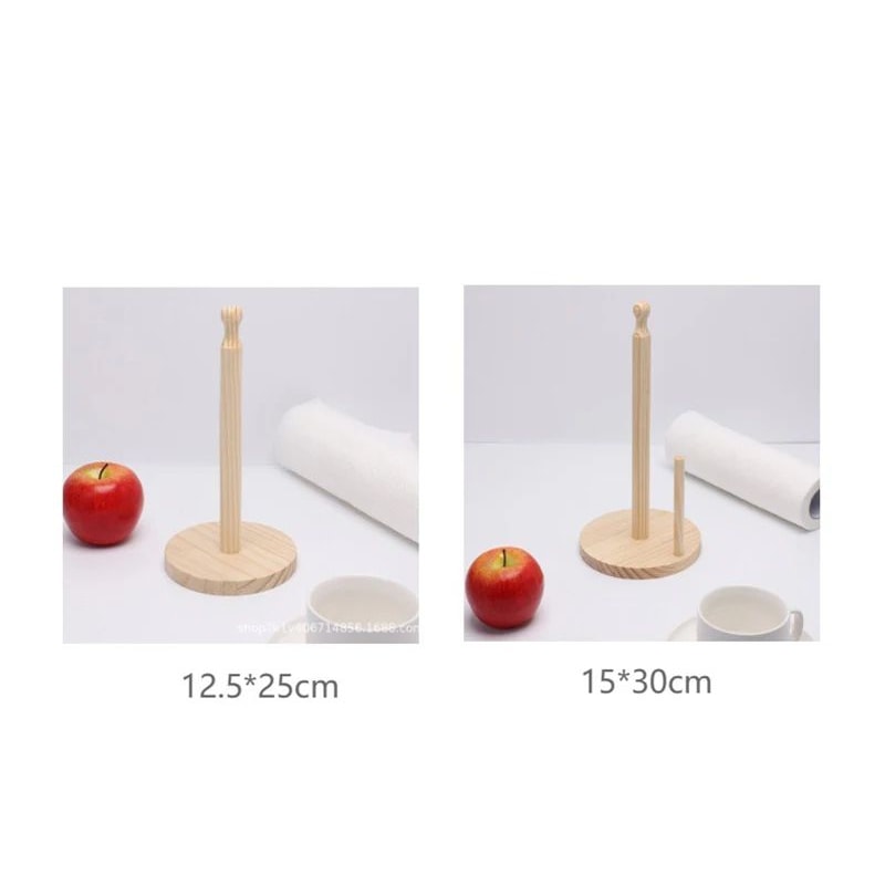 Solid Wood Folding Kitchen Tissue And Cling Film Holder Rack 6