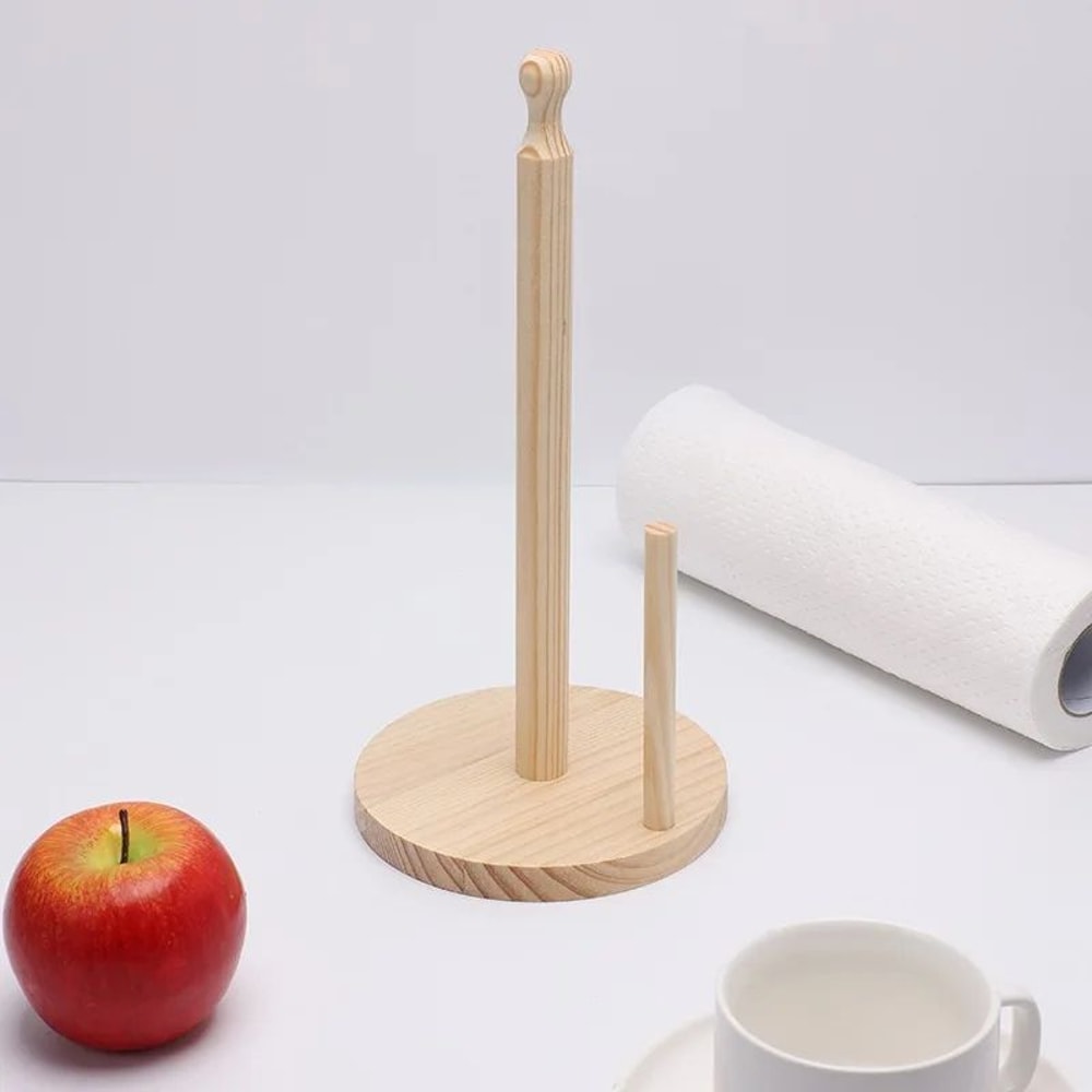 Solid Wood Folding Kitchen Tissue And Cling Film Holder Rack 8