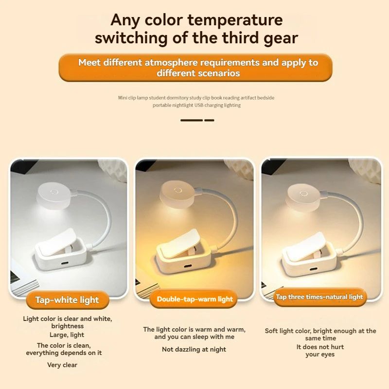 Mini USB Rechargeable ClipOn LED Reading Lamp 1