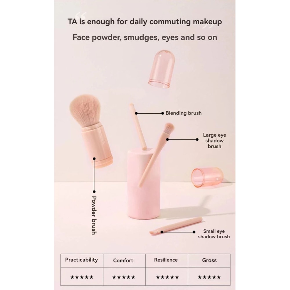 Portable 4in1 Telescopic Makeup Brush Travel Set 9