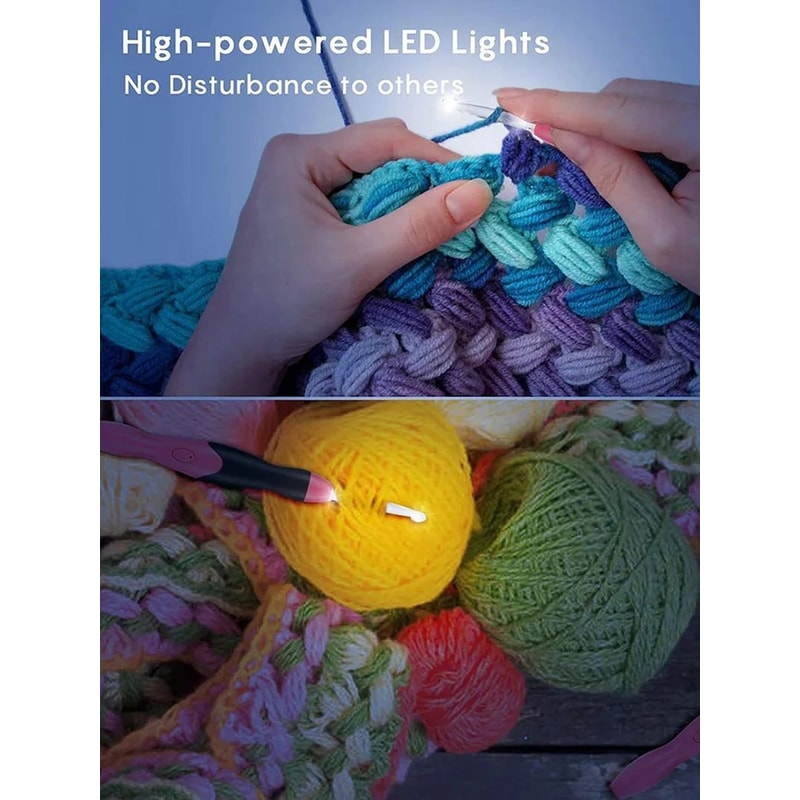 9 In 1 USB Rechargeable LED Crochet Hook Set 6