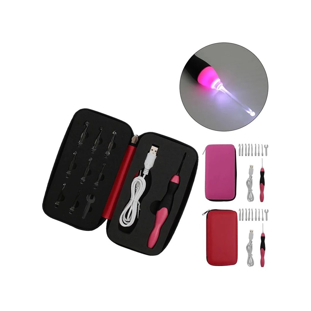9 In 1 USB Rechargeable LED Crochet Hook Set 8