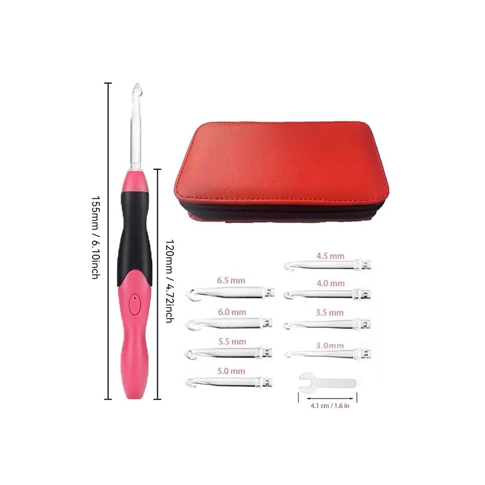 9 In 1 USB Rechargeable LED Crochet Hook Set 11