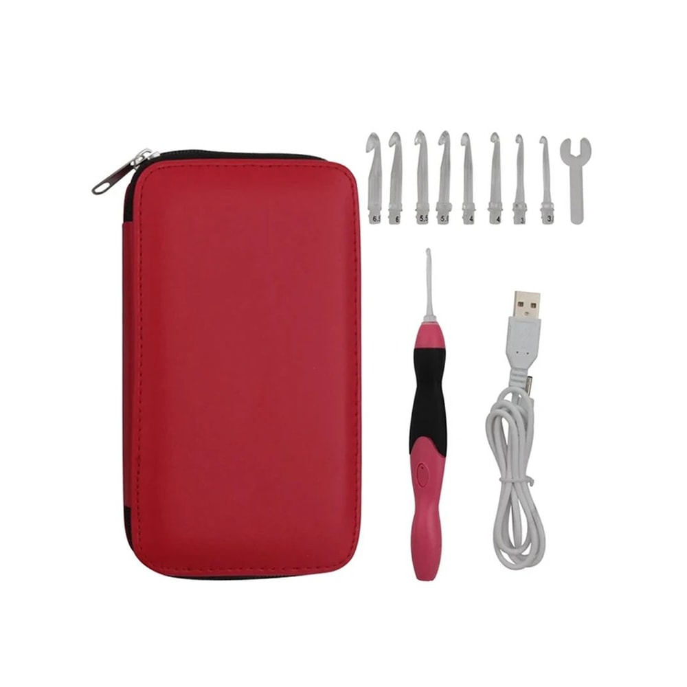 9 In 1 USB Rechargeable LED Crochet Hook Set 10