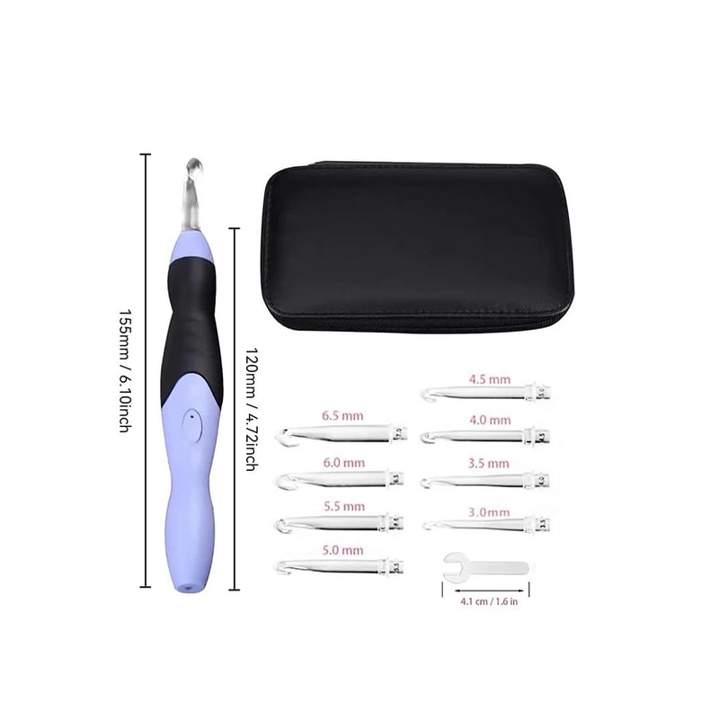 9 In 1 USB Rechargeable LED Crochet Hook Set 12