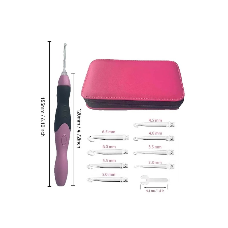 9 In 1 USB Rechargeable LED Crochet Hook Set 13