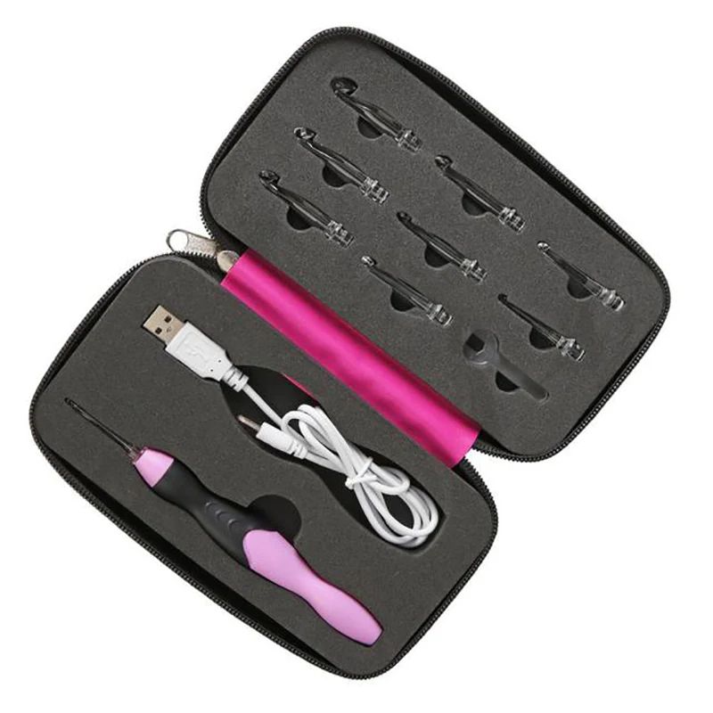 9 In 1 USB Rechargeable LED Crochet Hook Set 16