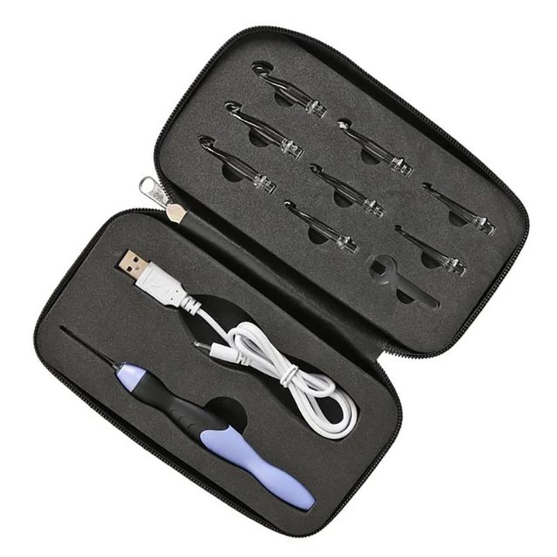 9 In 1 USB Rechargeable LED Crochet Hook Set 17