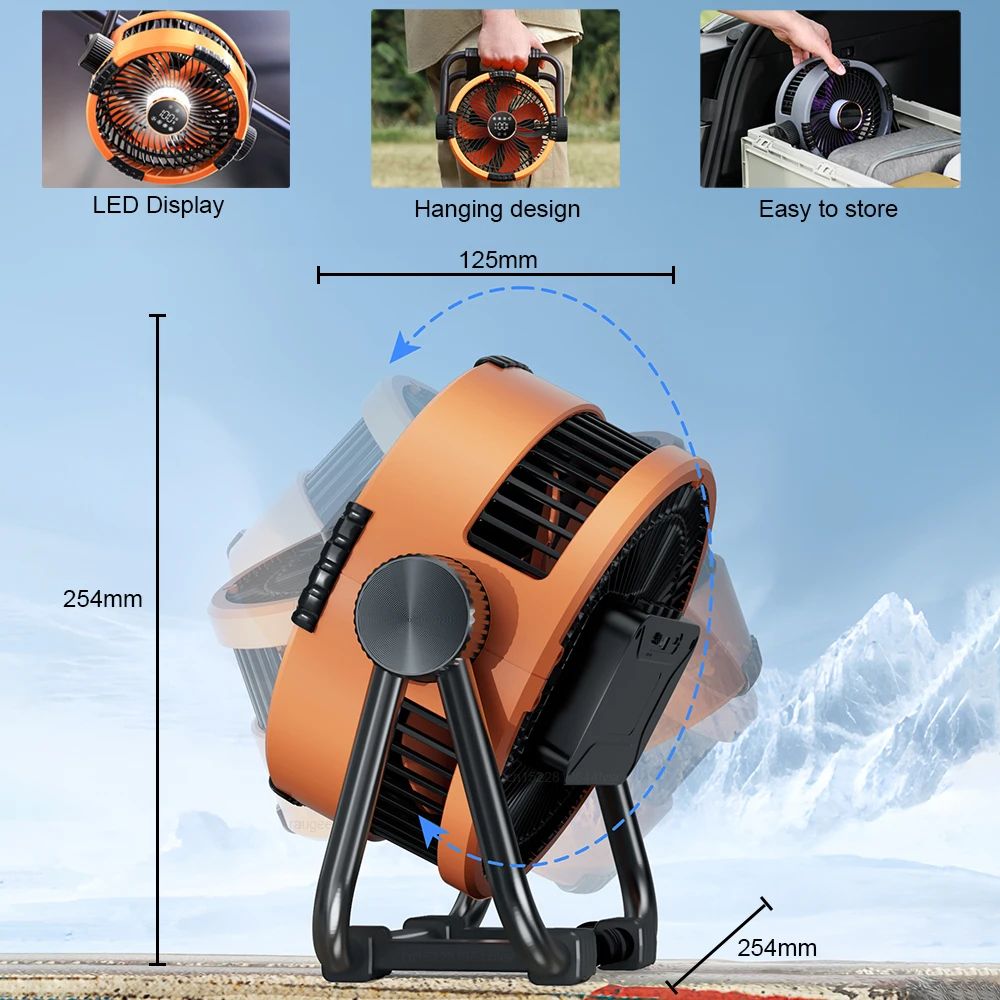 20000mAh Portable Camping Fan With Light 5