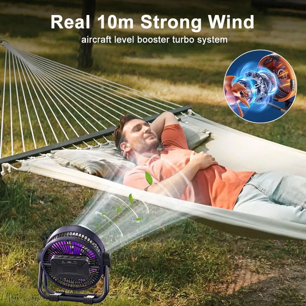 20000mAh Portable Camping Fan With Light 7