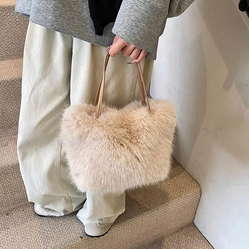 Plush Faux Fur Tote Shoulder Bag For Women 2