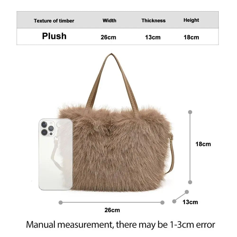 Plush Faux Fur Tote Shoulder Bag For Women 10