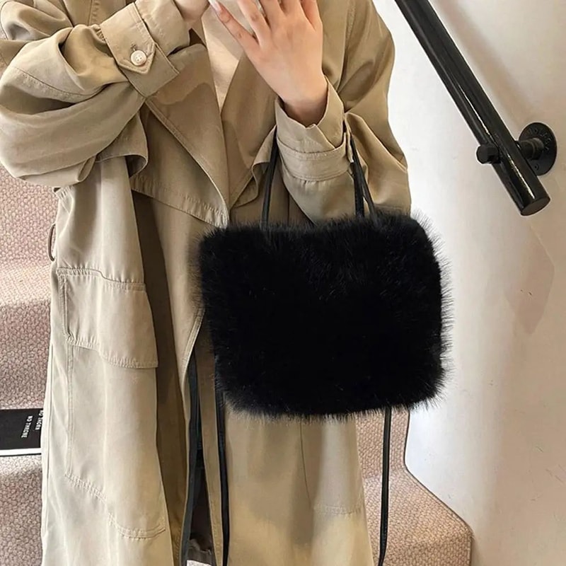 Plush Faux Fur Tote Shoulder Bag For Women 6
