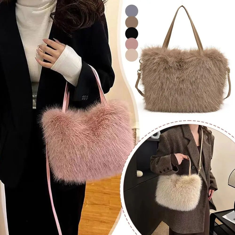 Plush Faux Fur Tote Shoulder Bag For Women 8