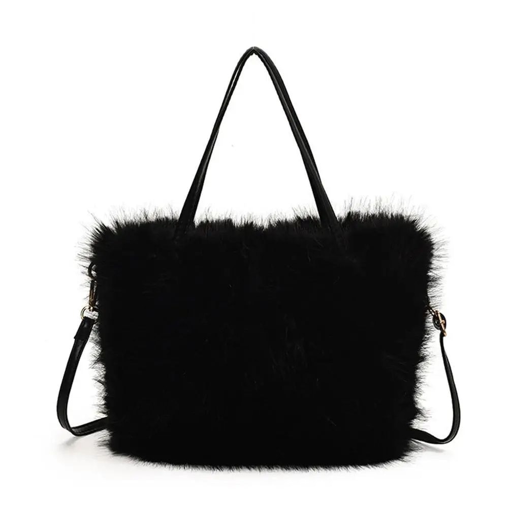 Plush Faux Fur Tote Shoulder Bag For Women 12
