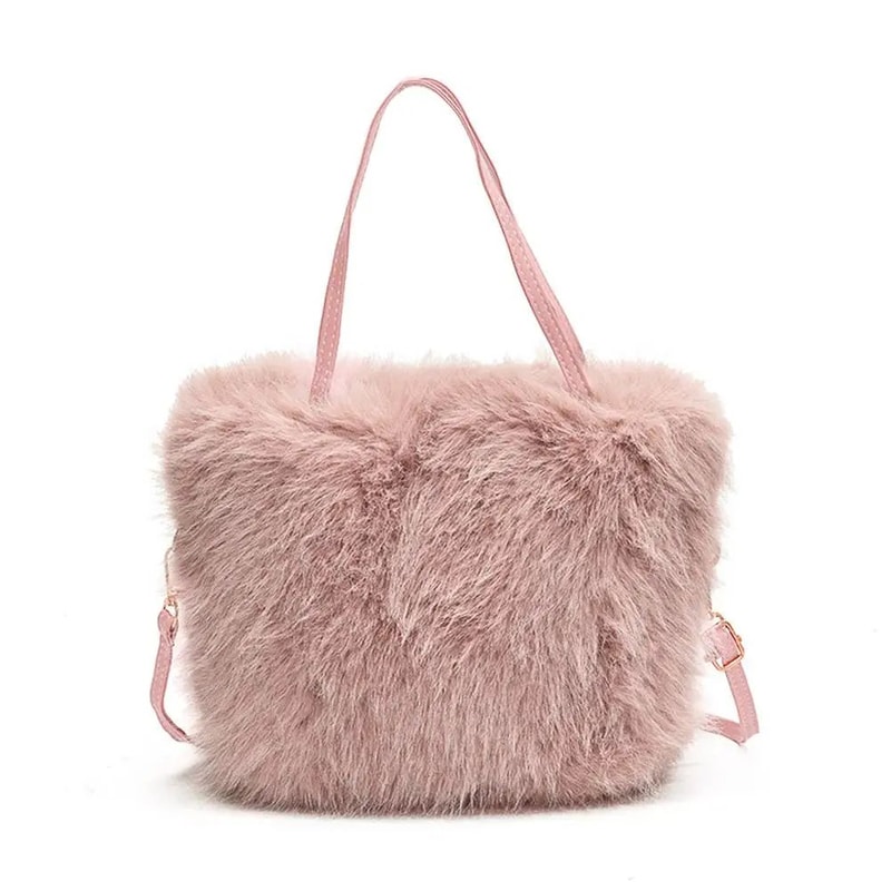 Plush Faux Fur Tote Shoulder Bag For Women 14