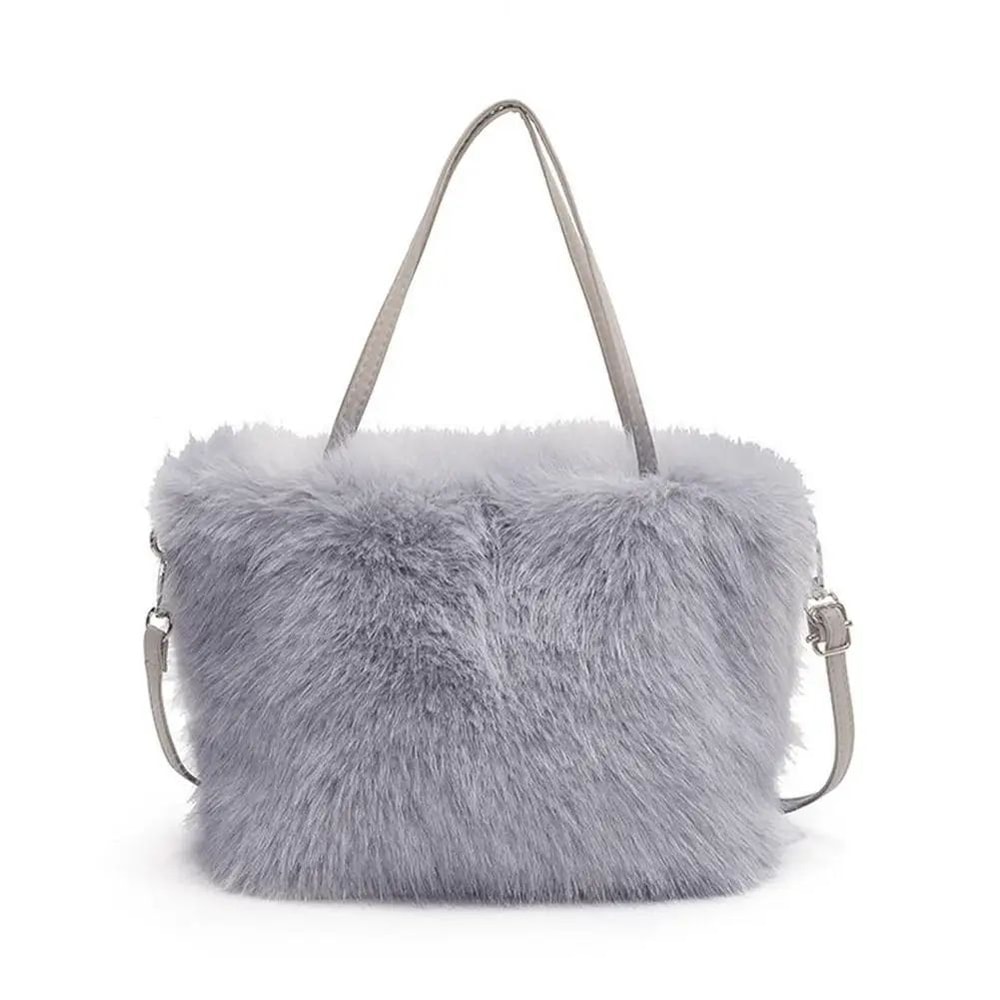 Plush Faux Fur Tote Shoulder Bag For Women 16