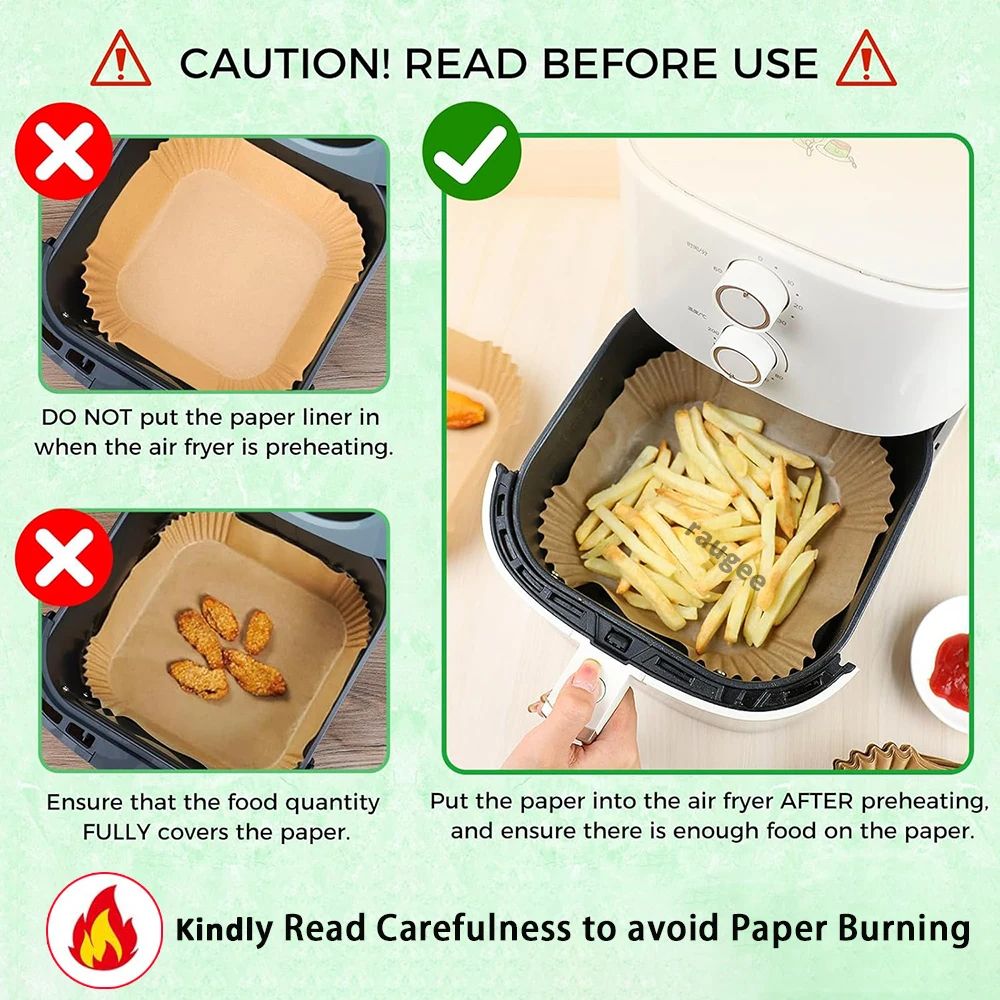 100 Pcs Disposable Air Fryer Baking Paper Liners 10