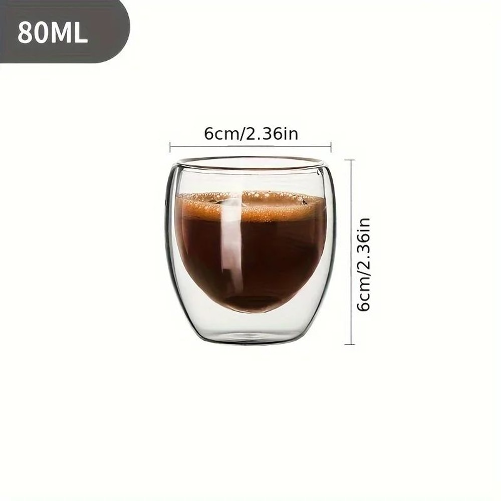 6 PCS 80ml Double Wall Glass Cup Set 5