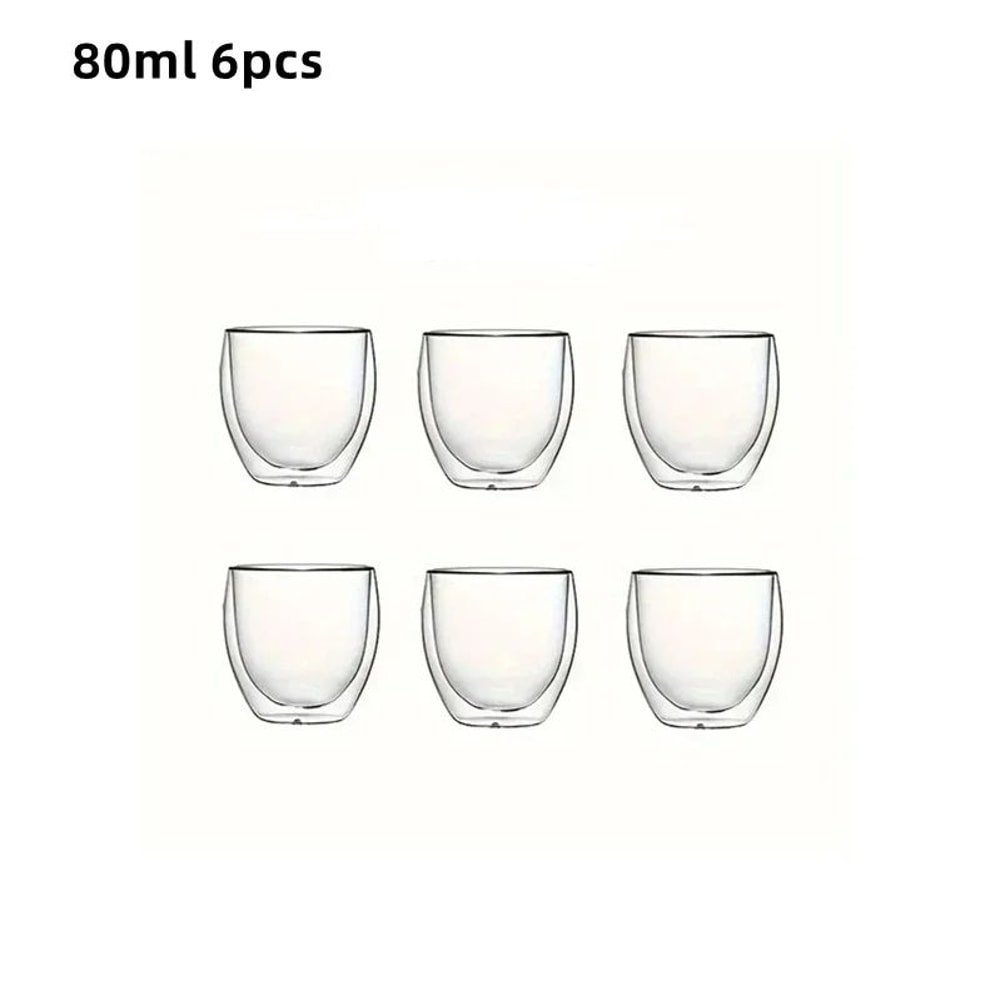 6 PCS 80ml Double Wall Glass Cup Set 7