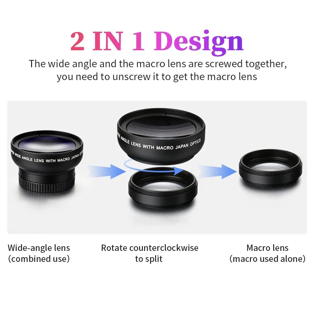 2 IN 1 Universal ClipOn Phone Lens Wide Angle Macro 7