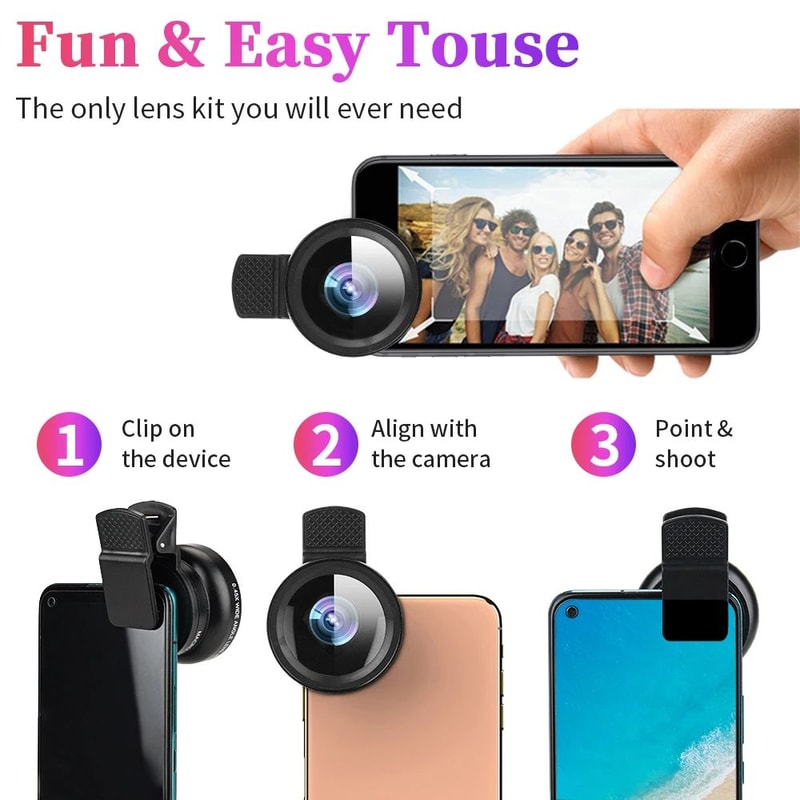 2 IN 1 Universal ClipOn Phone Lens Wide Angle Macro 10