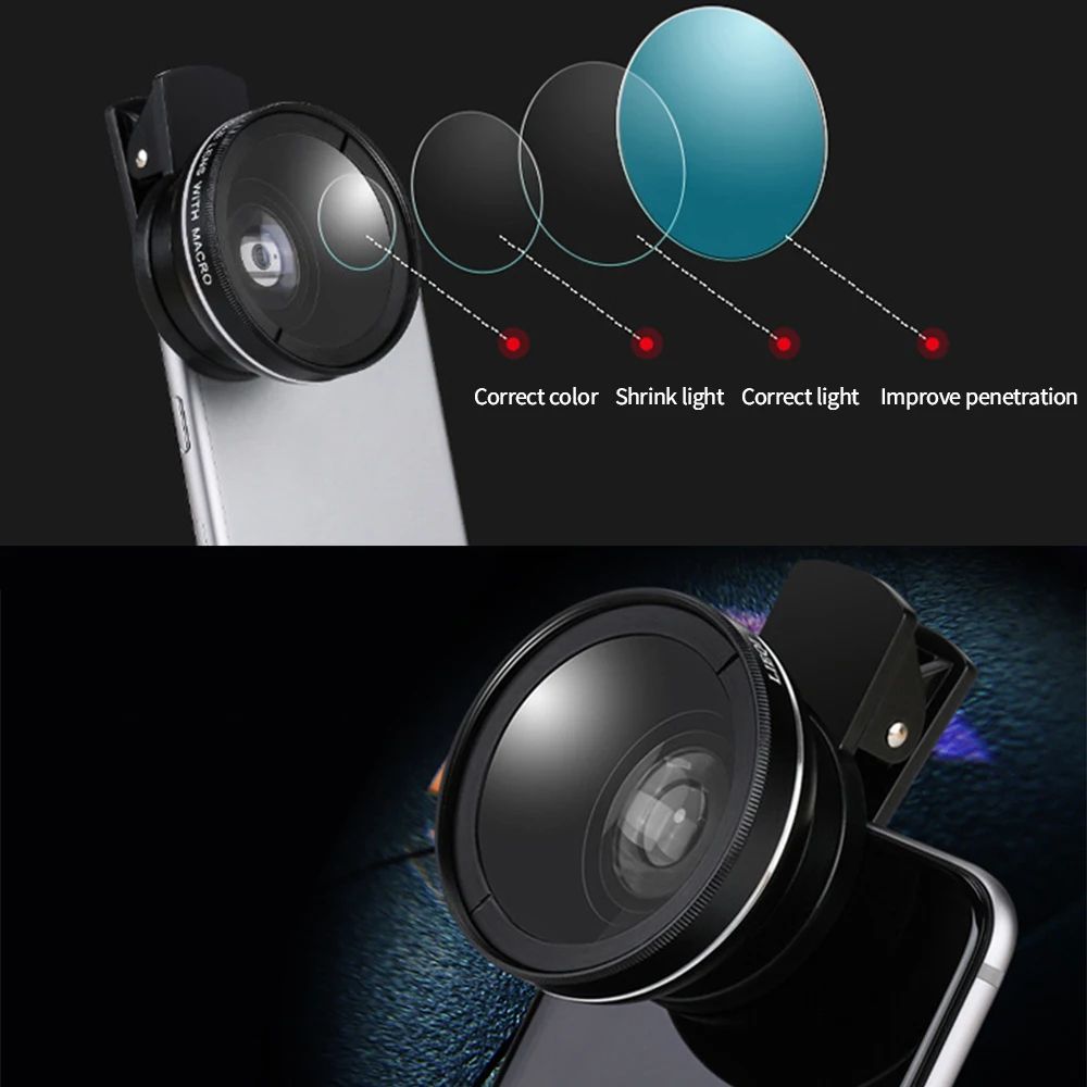 2 IN 1 Universal ClipOn Phone Lens Wide Angle Macro 12