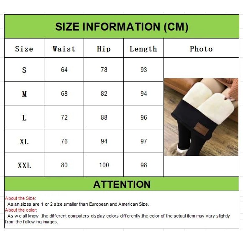 Warm High Waist Fleece Leggings For Women 6