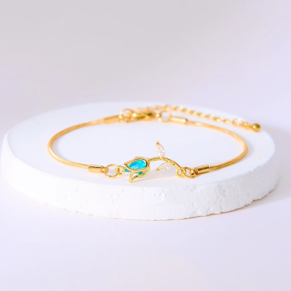 Zircon Tulip Flower Pendant Necklace For Women 13