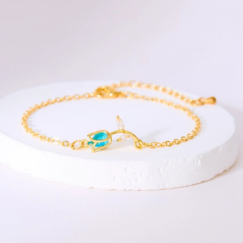 Zircon Tulip Flower Pendant Necklace For Women 12