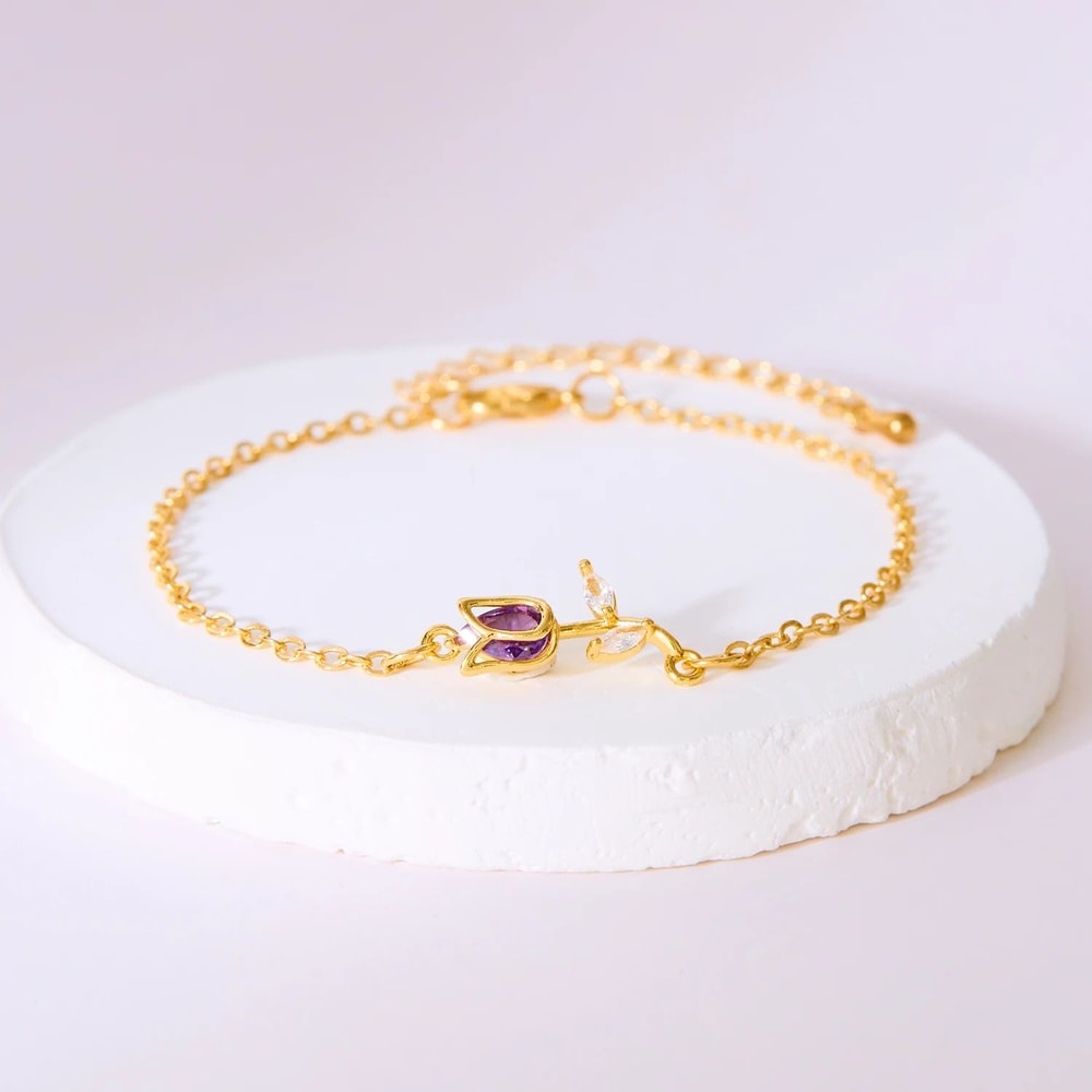 Zircon Tulip Flower Pendant Necklace For Women 15