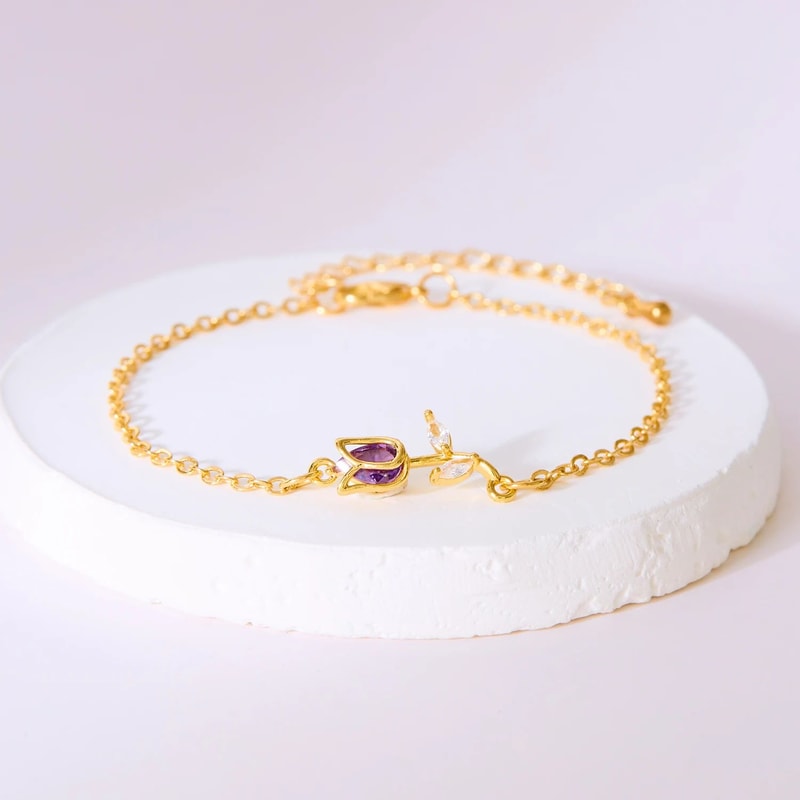 Zircon Tulip Flower Pendant Necklace For Women 15