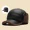 Winter PU Leather Bomber Baseball Cap With Earflaps For Men 3