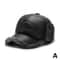 Winter PU Leather Bomber Baseball Cap With Earflaps For Men 6