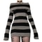 Womens Striped BoatNeck Bodycon Mini Dress 2
