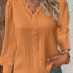 elegant summer lace patchwork v neck blouse